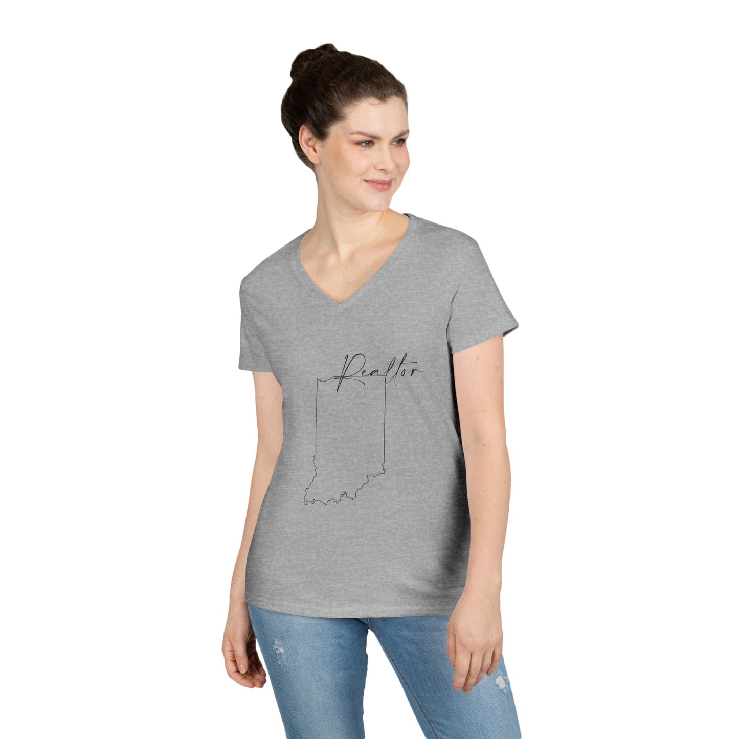 Realtor Indiana Ladies' V-Neck T-Shirt - Chic and Comfortable Style for Real Estate Pros