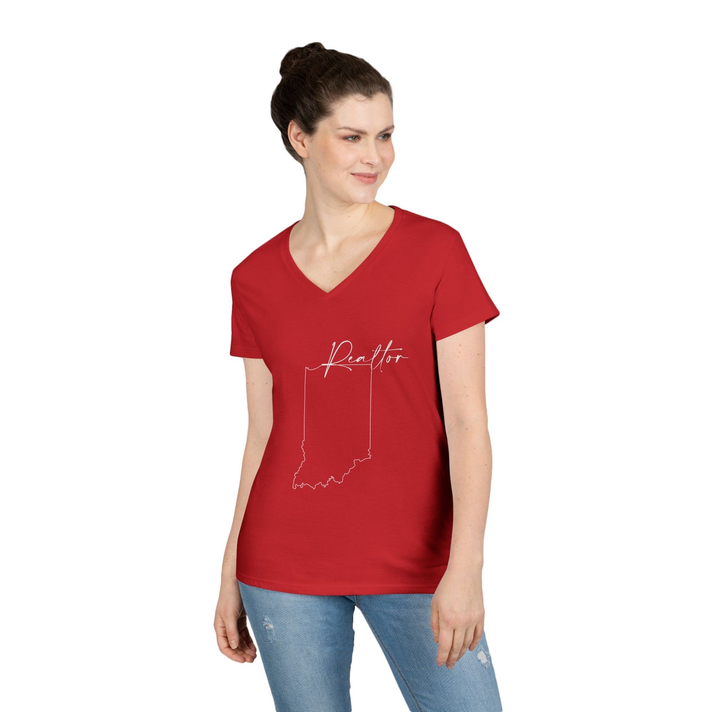 Realtor Indiana Ladies' V-Neck T-Shirt - Chic and Comfortable Style for Real Estate Pros