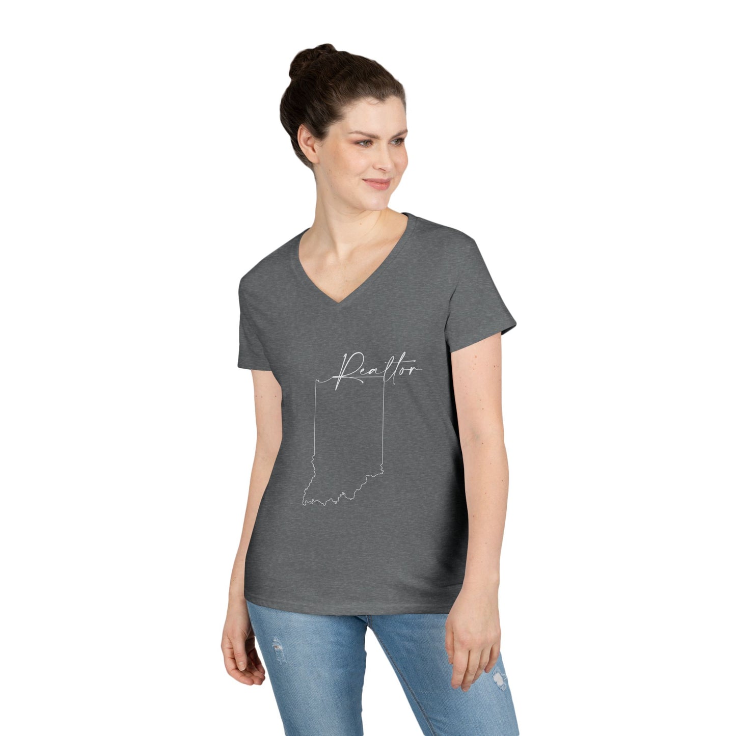 Realtor Indiana Ladies' V-Neck T-Shirt - Chic and Comfortable Style for Real Estate Pros
