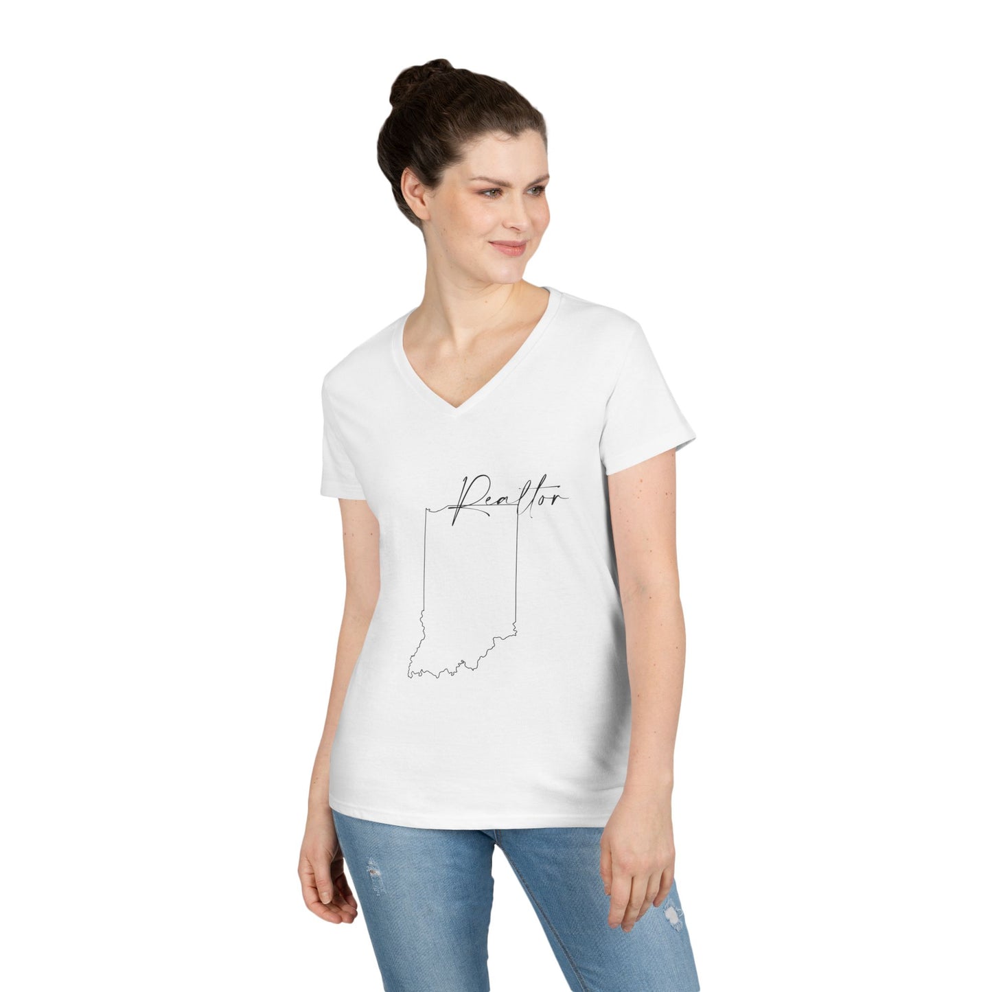 Realtor Indiana Ladies' V-Neck T-Shirt - Chic and Comfortable Style for Real Estate Pros