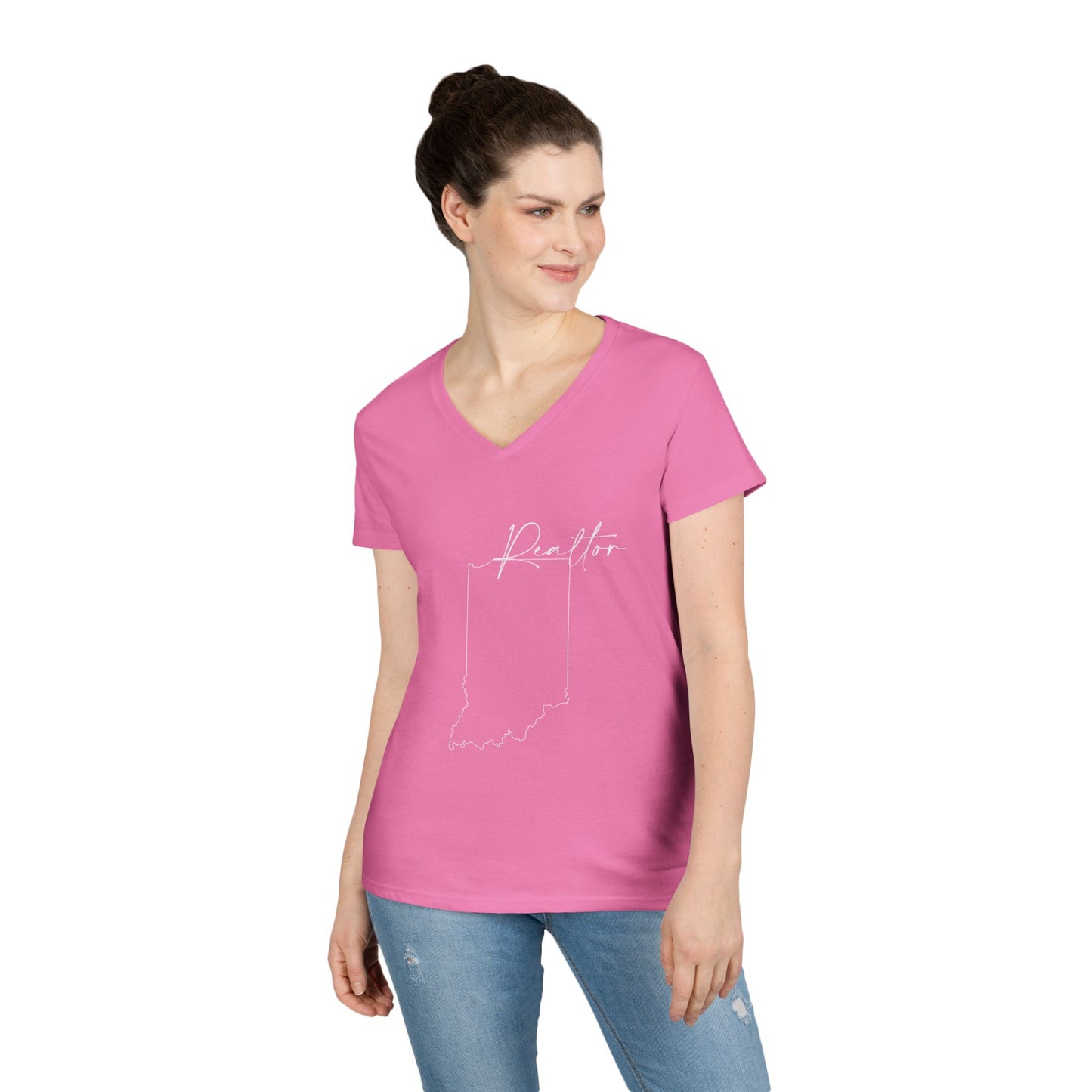 Realtor Indiana Ladies' V-Neck T-Shirt - Chic and Comfortable Style for Real Estate Pros