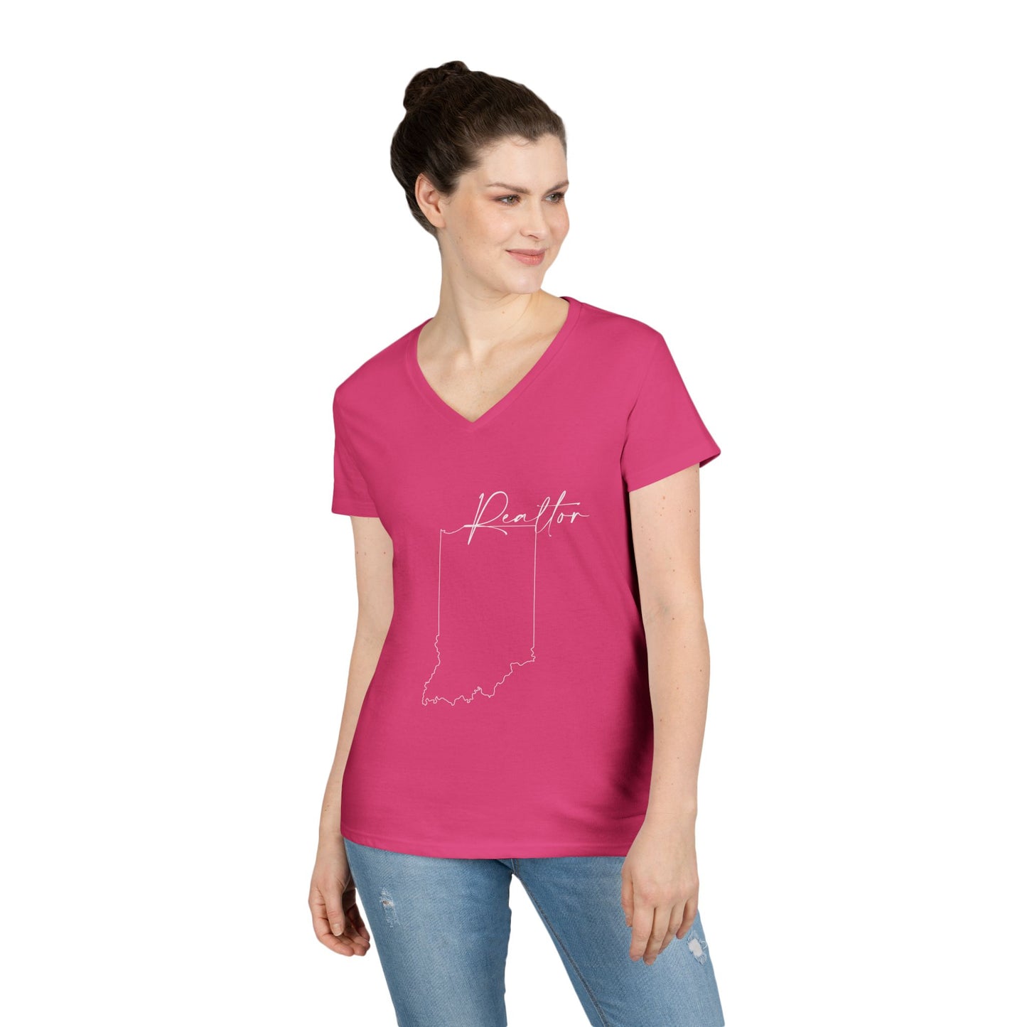 Realtor Indiana Ladies' V-Neck T-Shirt - Chic and Comfortable Style for Real Estate Pros