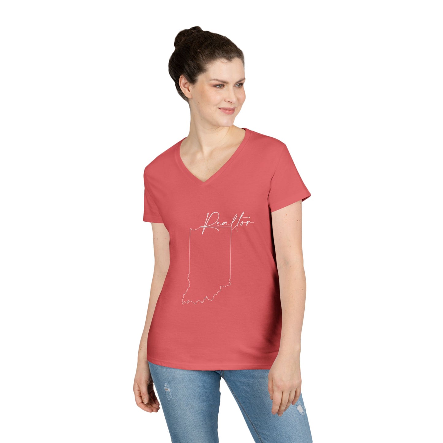 Realtor Indiana Ladies' V-Neck T-Shirt - Chic and Comfortable Style for Real Estate Pros