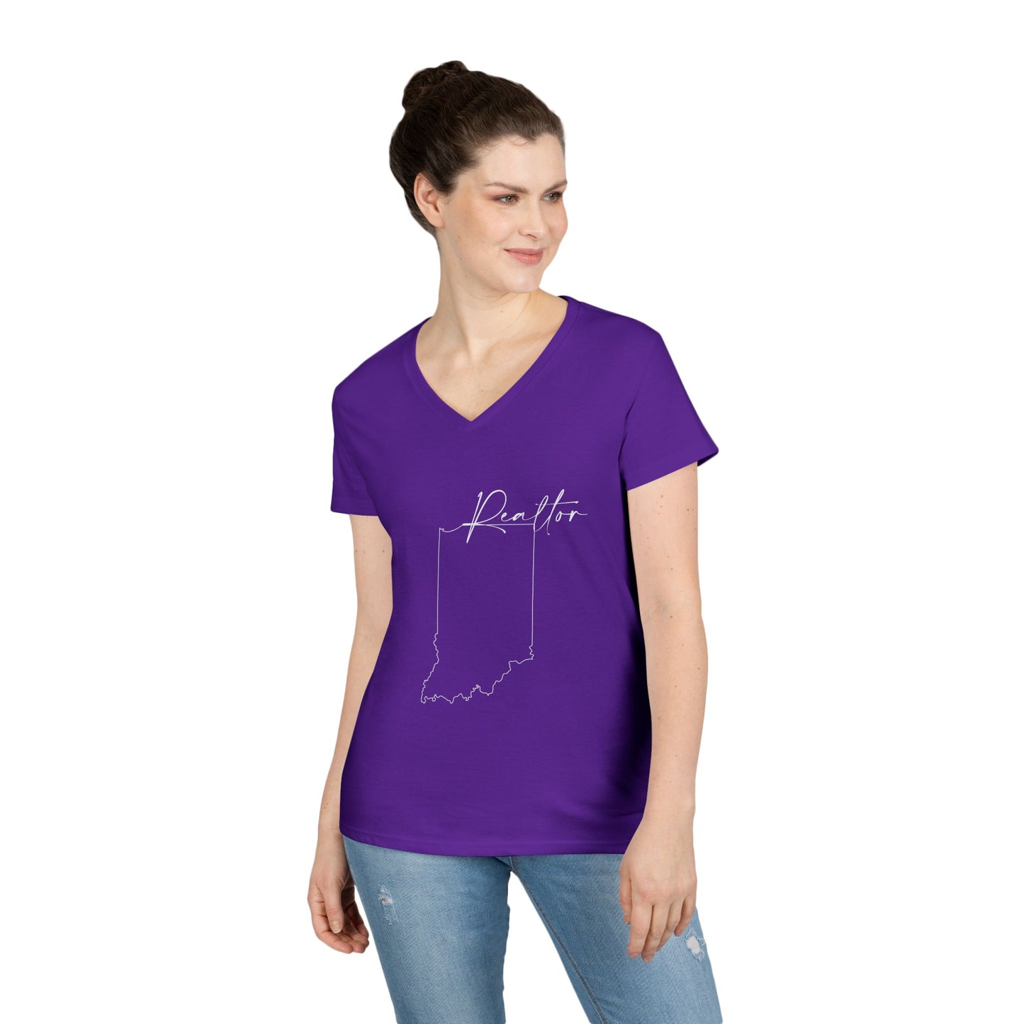 Realtor Indiana Ladies' V-Neck T-Shirt - Chic and Comfortable Style for Real Estate Pros