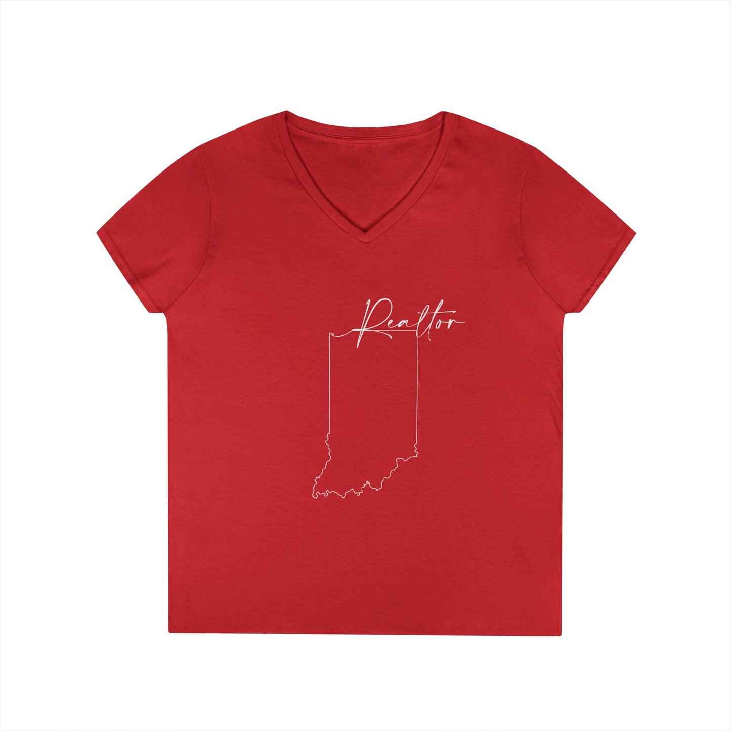 Realtor Indiana Ladies' V-Neck T-Shirt - Chic and Comfortable Style for Real Estate Pros