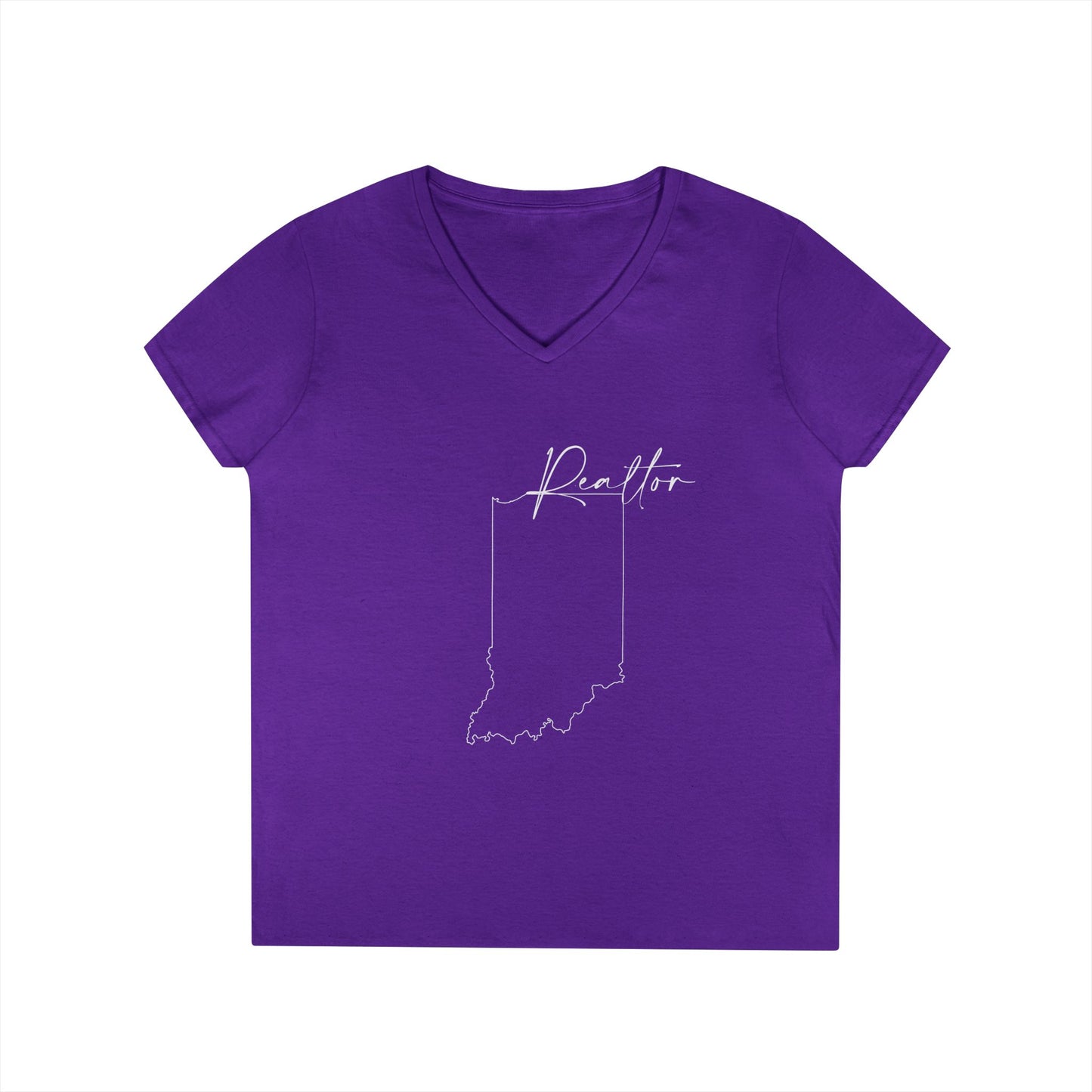 Realtor Indiana Ladies' V-Neck T-Shirt - Chic and Comfortable Style for Real Estate Pros