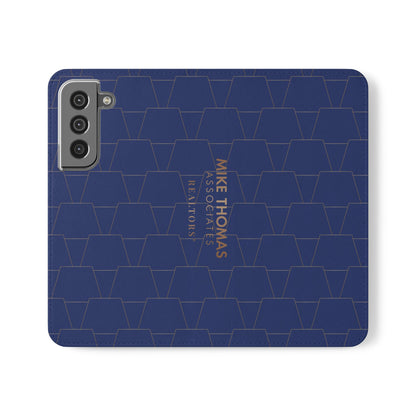 Stylish Flip Case for Smartphones - Geometric Design, Card Slots
