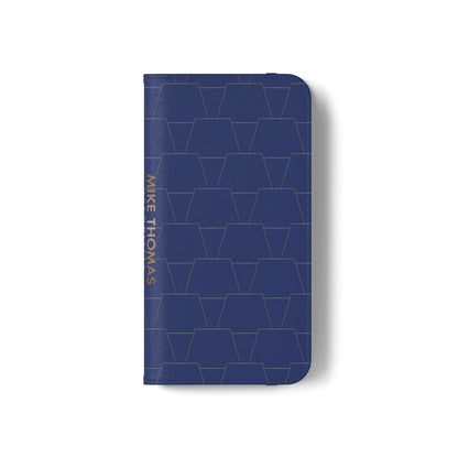 Stylish Flip Case for Smartphones - Geometric Design, Card Slots