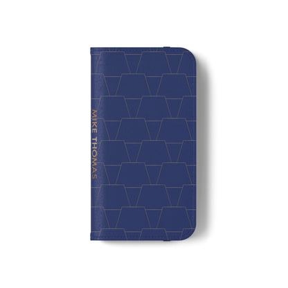 Stylish Flip Case for Smartphones - Geometric Design, Card Slots