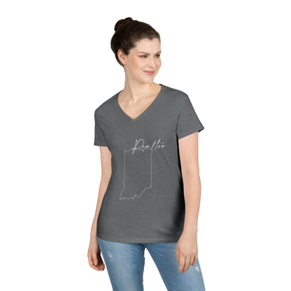Realtor Indiana Ladies' V-Neck T-Shirt - Chic and Comfortable Style for Real Estate Pros