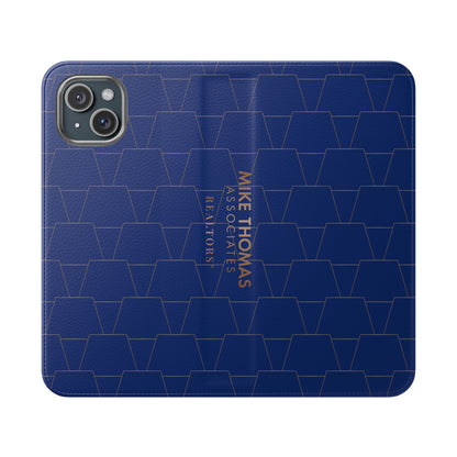 Stylish Flip Case for Smartphones - Geometric Design, Card Slots