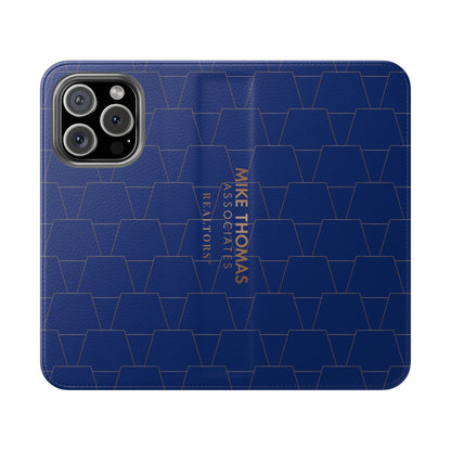 Stylish Flip Case for Smartphones - Geometric Design, Card Slots