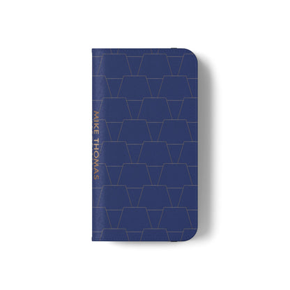 Stylish Flip Case for Smartphones - Geometric Design, Card Slots