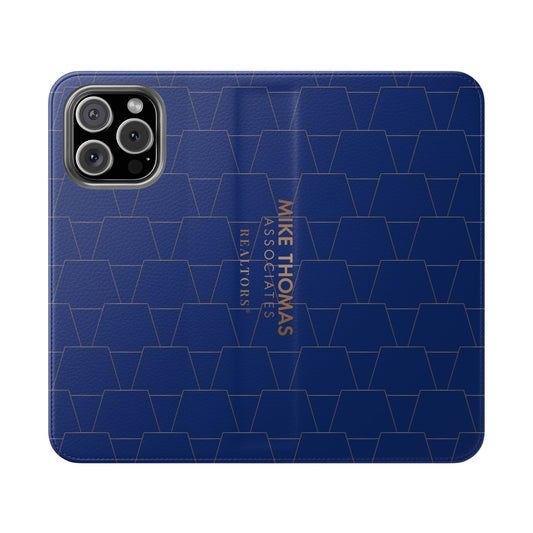 Stylish Flip Case for Smartphones - Geometric Design, Card Slots