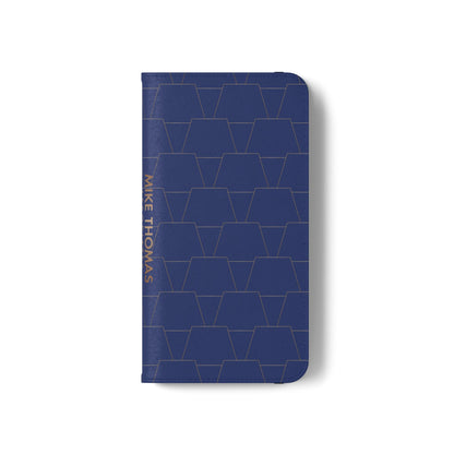 Stylish Flip Case for Smartphones - Geometric Design, Card Slots