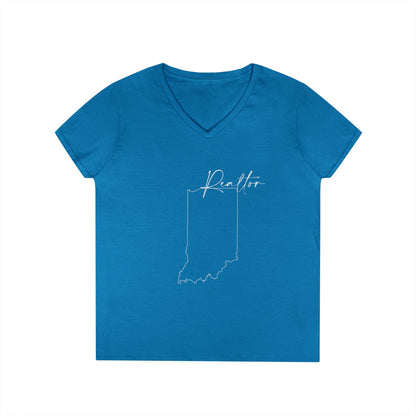 Realtor Indiana Ladies' V-Neck T-Shirt - Chic and Comfortable Style for Real Estate Pros