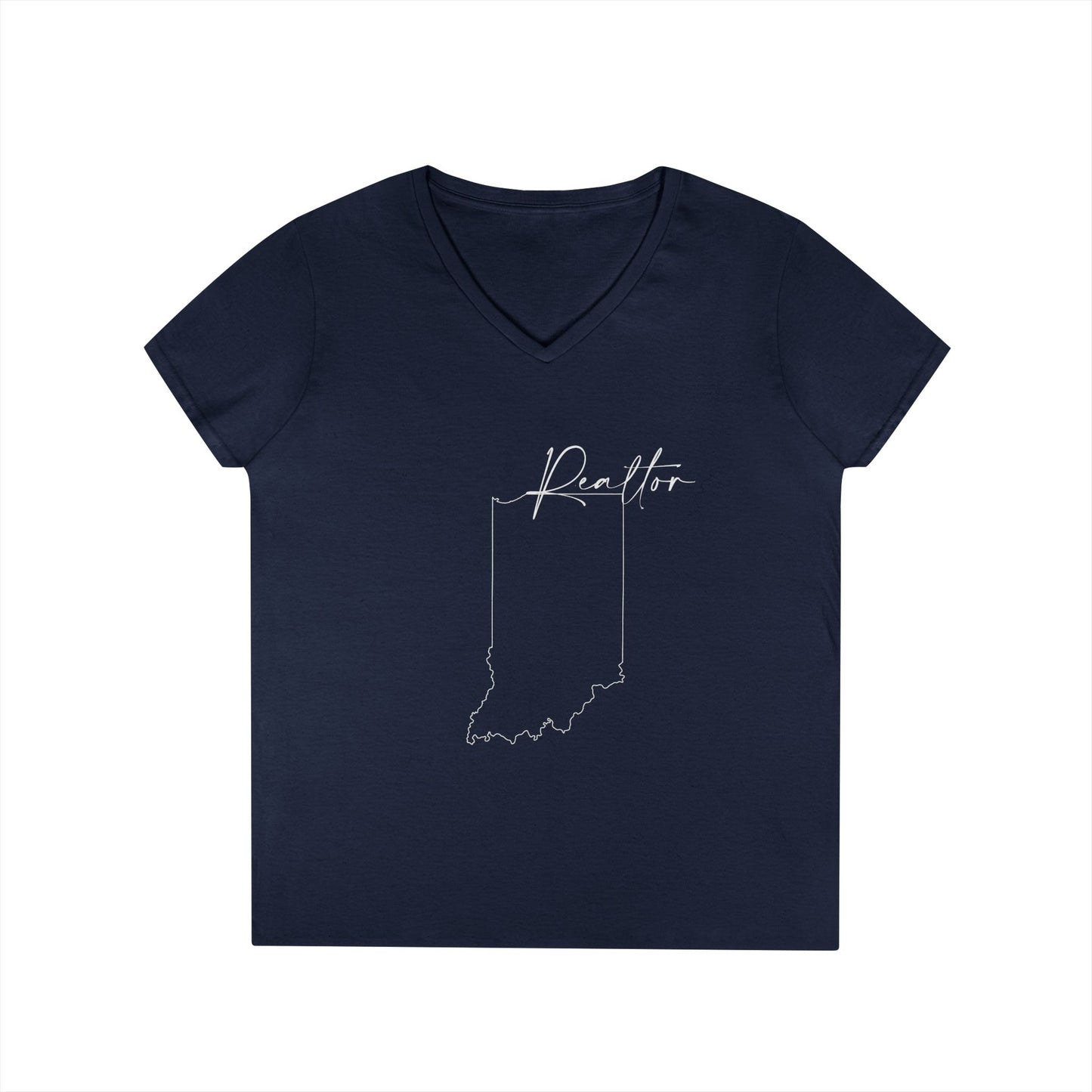 Realtor Indiana Ladies' V-Neck T-Shirt - Chic and Comfortable Style for Real Estate Pros