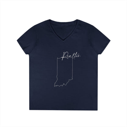 Realtor Indiana Ladies' V-Neck T-Shirt - Chic and Comfortable Style for Real Estate Pros