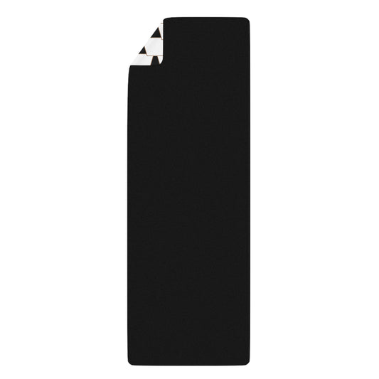Stylish Rubber Black Yoga Mat with Geometric Trapezoid Design - Perfect for Home Workouts
