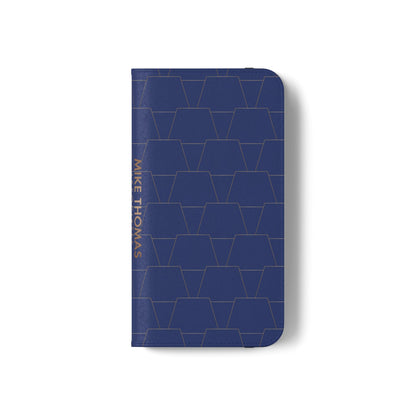 Stylish Flip Case for Smartphones - Geometric Design, Card Slots