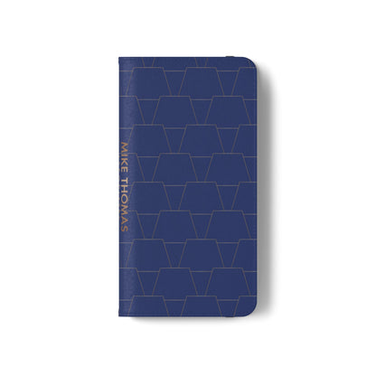 Stylish Flip Case for Smartphones - Geometric Design, Card Slots