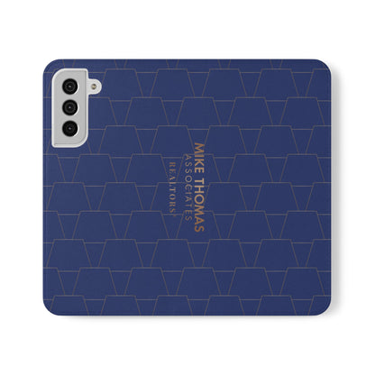 Stylish Flip Case for Smartphones - Geometric Design, Card Slots