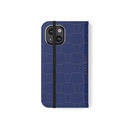 Stylish Flip Case for Smartphones - Geometric Design, Card Slots