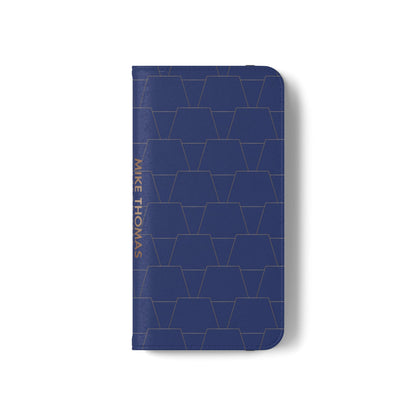 Stylish Flip Case for Smartphones - Geometric Design, Card Slots