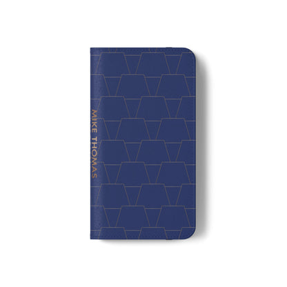 Stylish Flip Case for Smartphones - Geometric Design, Card Slots
