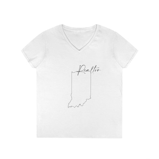 Realtor Indiana Ladies' V-Neck T-Shirt - Chic and Comfortable Style for Real Estate Pros