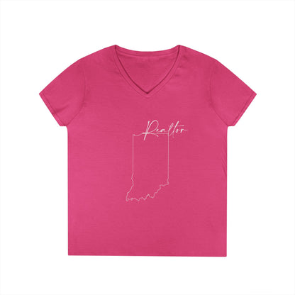 Realtor Indiana Ladies' V-Neck T-Shirt - Chic and Comfortable Style for Real Estate Pros