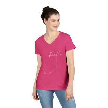 Realtor Indiana Ladies' V-Neck T-Shirt - Chic and Comfortable Style for Real Estate Pros