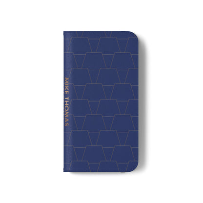 Stylish Flip Case for Smartphones - Geometric Design, Card Slots