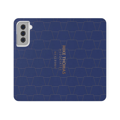 Stylish Flip Case for Smartphones - Geometric Design, Card Slots