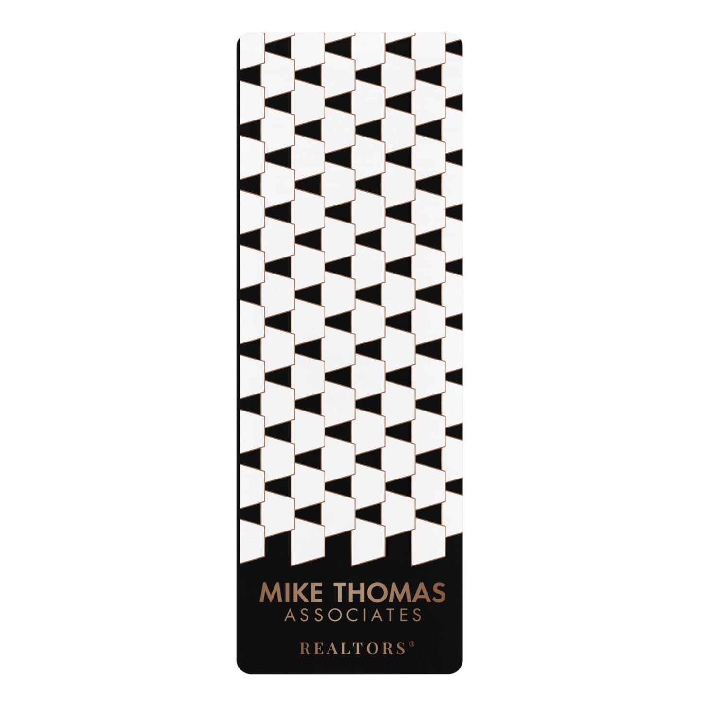Stylish Rubber Black Yoga Mat with Geometric Trapezoid Design - Perfect for Home Workouts