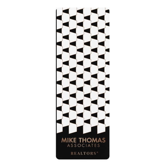 Stylish Rubber Black Yoga Mat with Geometric Trapezoid Design - Perfect for Home Workouts