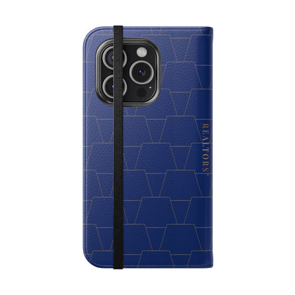 Stylish Flip Case for Smartphones - Geometric Design, Card Slots