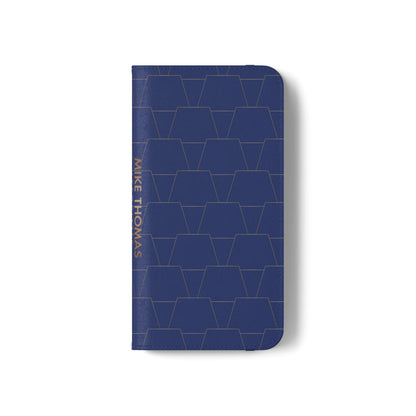 Stylish Flip Case for Smartphones - Geometric Design, Card Slots
