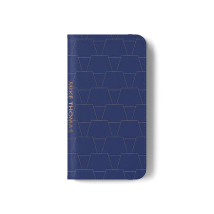 Stylish Flip Case for Smartphones - Geometric Design, Card Slots