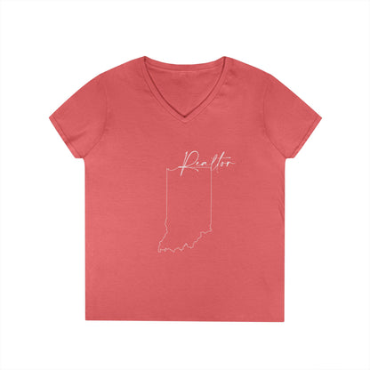 Realtor Indiana Ladies' V-Neck T-Shirt - Chic and Comfortable Style for Real Estate Pros