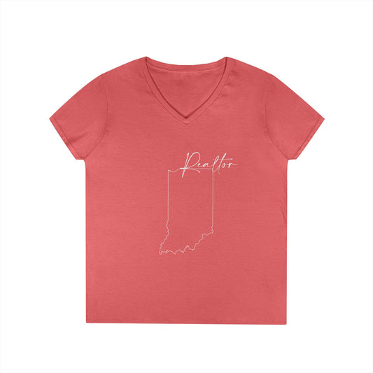 Realtor Indiana Ladies' V-Neck T-Shirt - Chic and Comfortable Style for Real Estate Pros