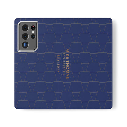 Stylish Flip Case for Smartphones - Geometric Design, Card Slots