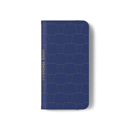 Stylish Flip Case for Smartphones - Geometric Design, Card Slots